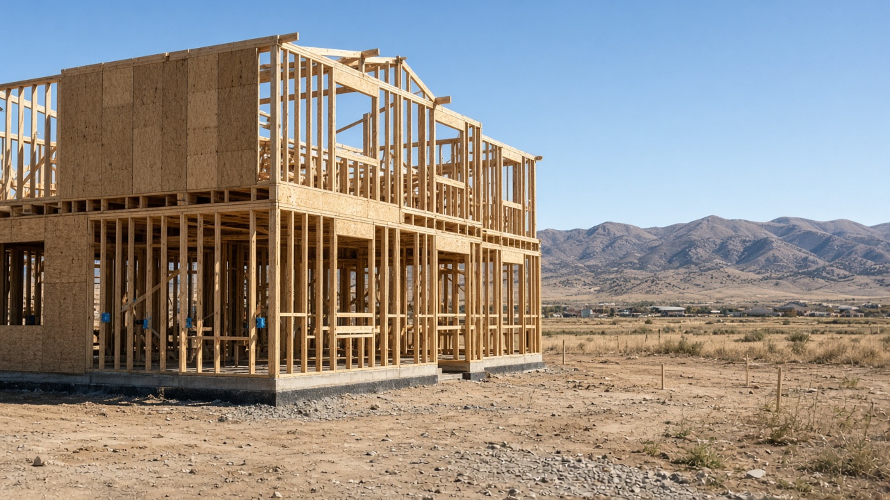 New-construction framing with electrical rough-in boxes, Fountain area